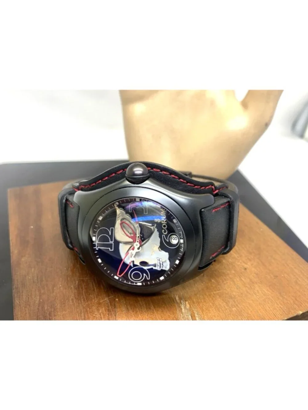 Corum Men's Watch Bubble Night Flyer 082.150.45 Swiss Automatic Black Leather